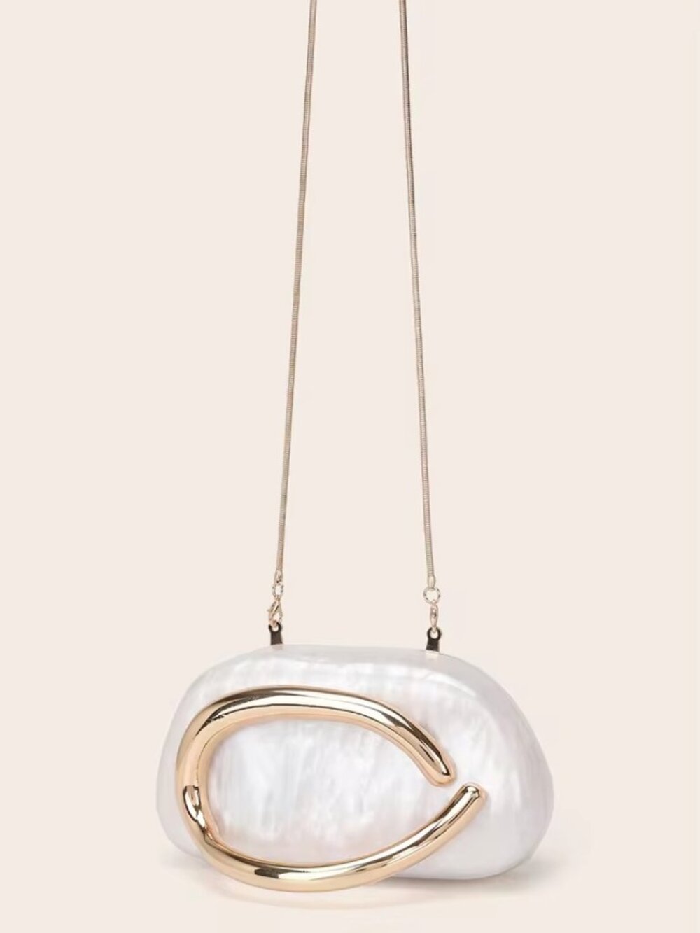 Geometric Acrylic Fashion Luxury Box Clutch Crossbody Handbag; Pearlescent